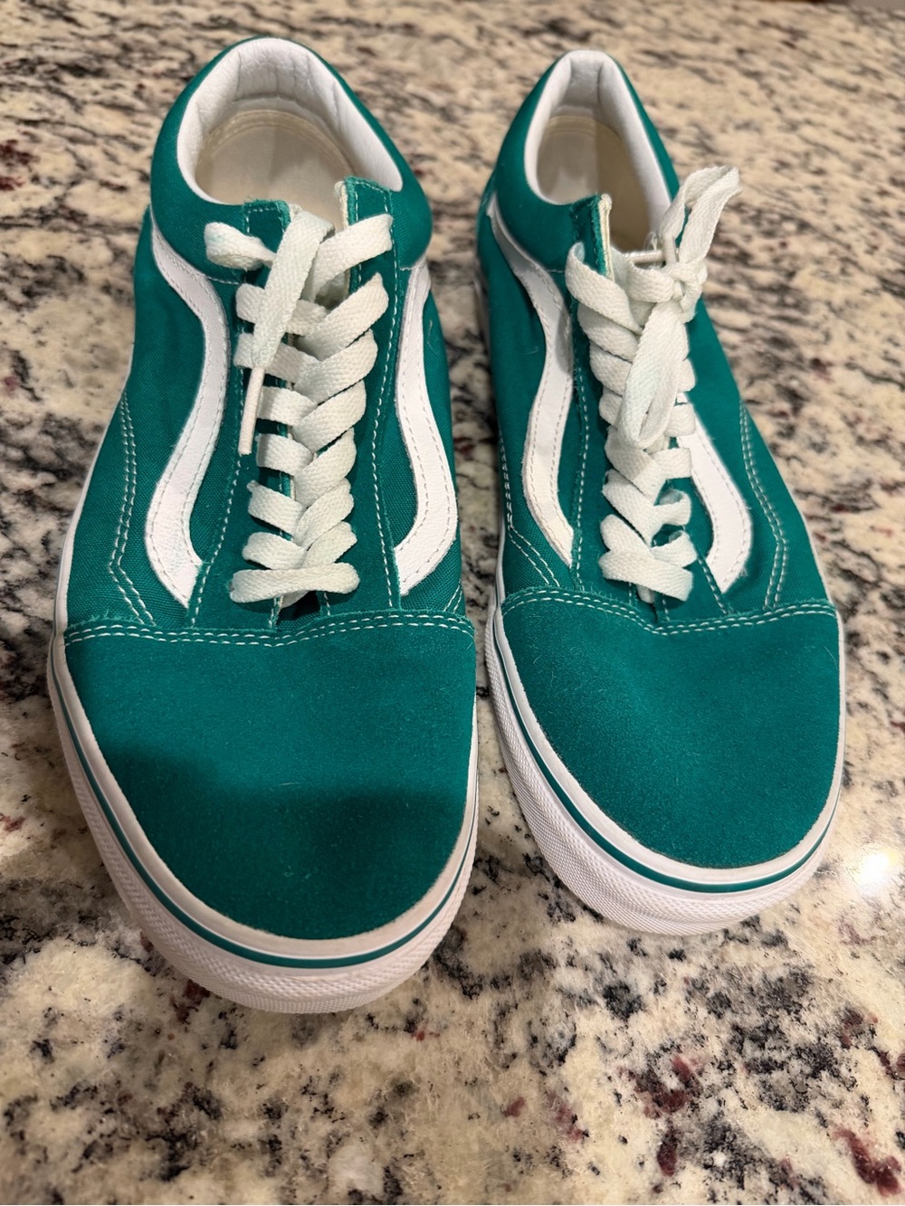 Vans Kids Teal Canvas Lace-Up Sneakers with White Stripe